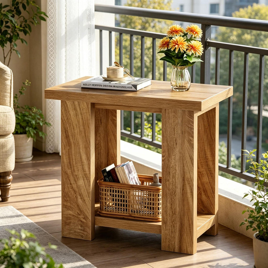 Two-Tier Farmhouse End Table with Lower Shelf