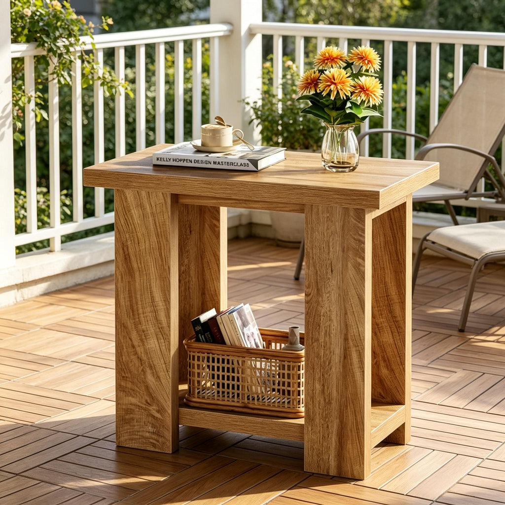 Two-Tier Farmhouse End Table with Lower Shelf