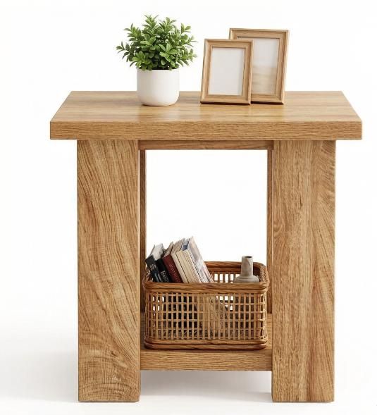 Two-Tier Farmhouse End Table with Lower Shelf