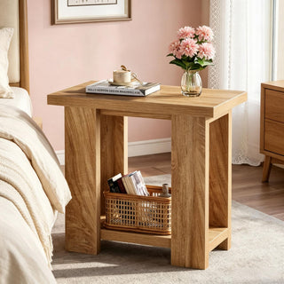 Two-Tier Farmhouse End Table with Lower Shelf