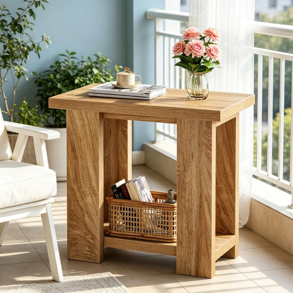 Two-Tier Farmhouse End Table with Lower Shelf