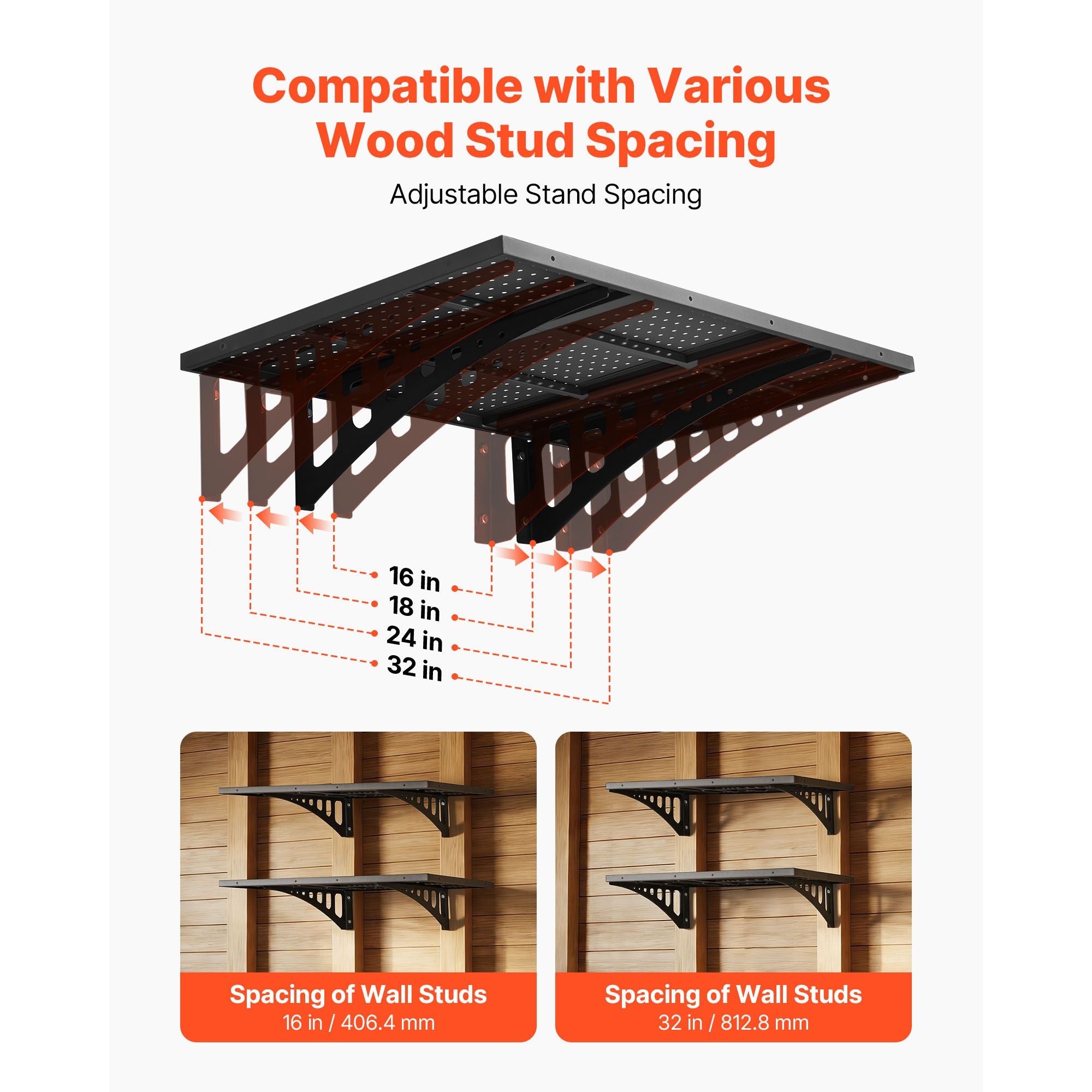 Versatile Wall-Mounted Shelving with Adjustable Mounting and Easy DIY Installation