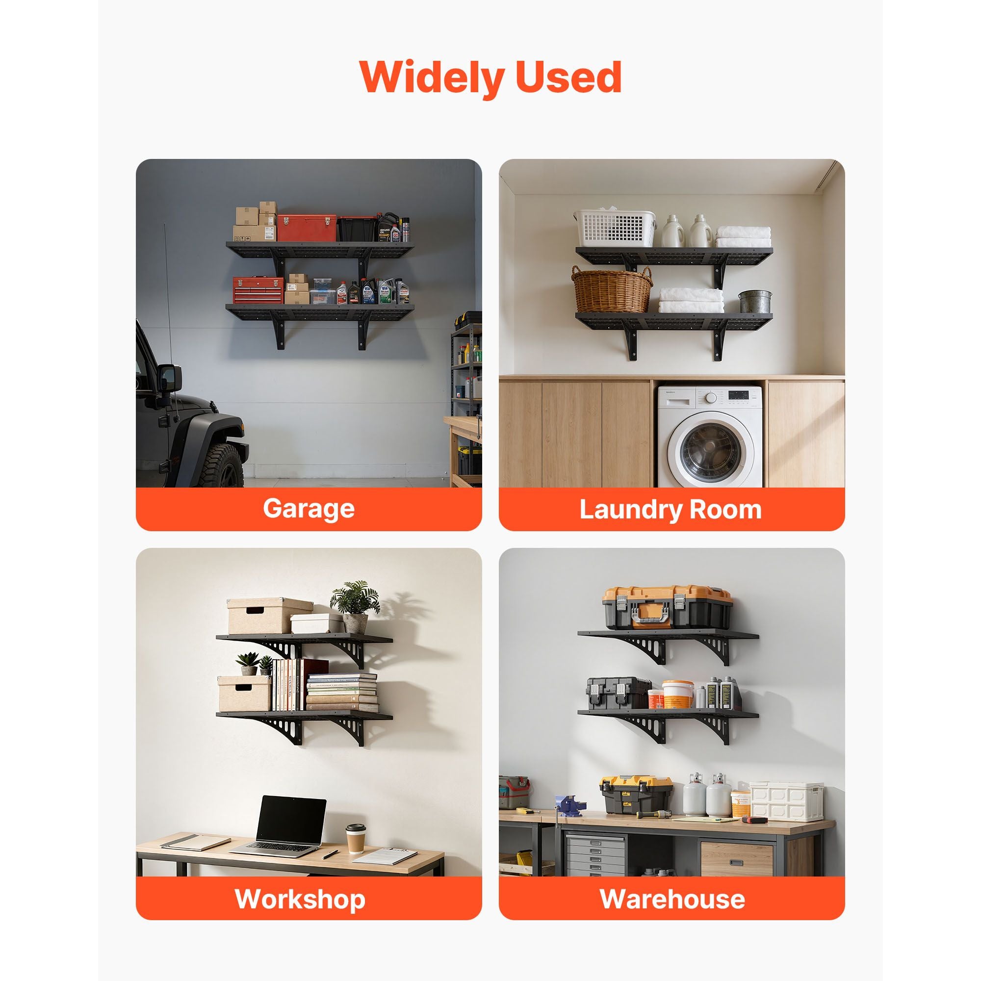 Versatile Wall-Mounted Shelving with Adjustable Mounting and Easy DIY Installation