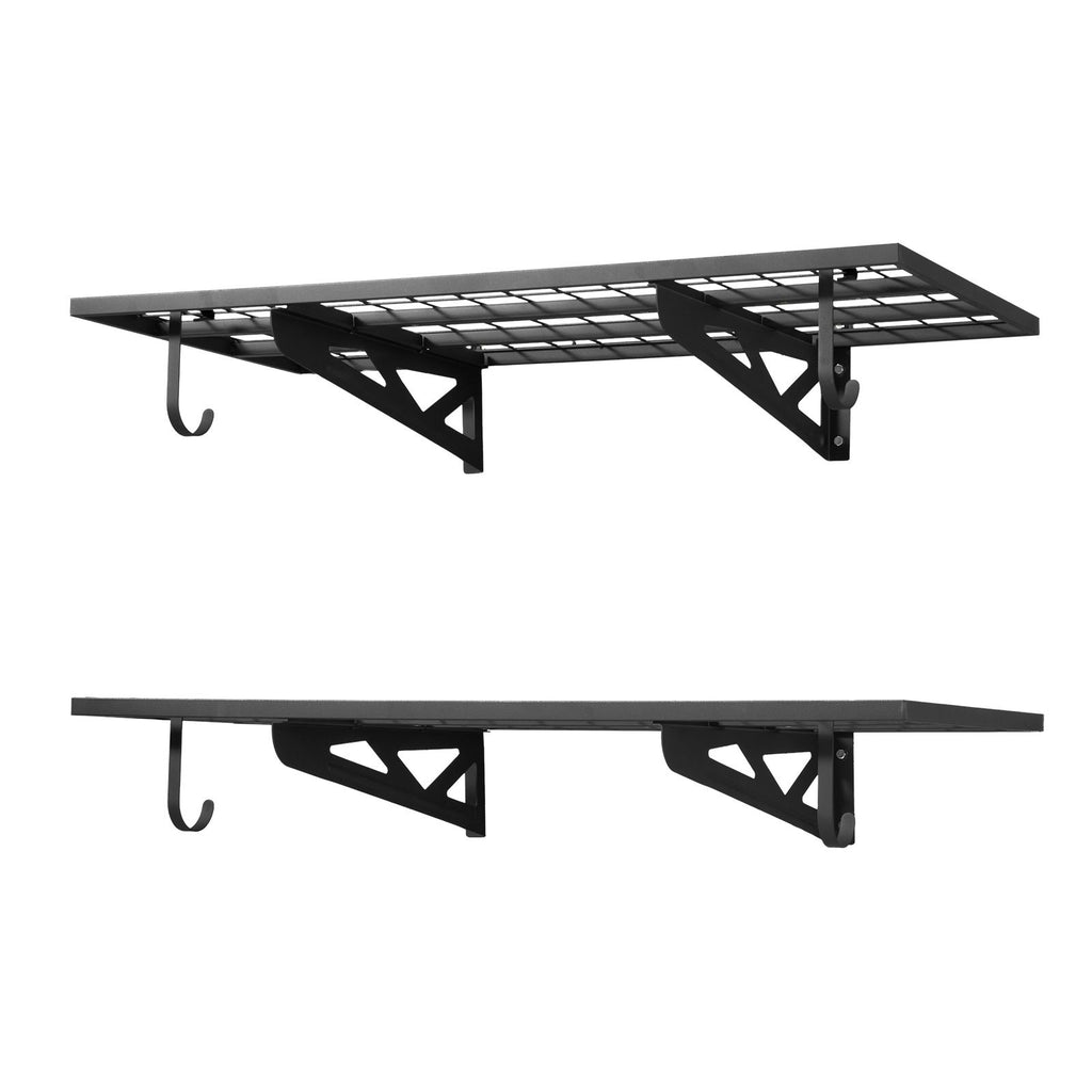 2-Tier practical Wall Garage Shelving – Capacity, Steel Rack with Hooks