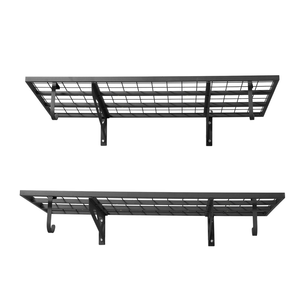 2-Tier practical Wall Garage Shelving – Capacity, Steel Rack with Hooks