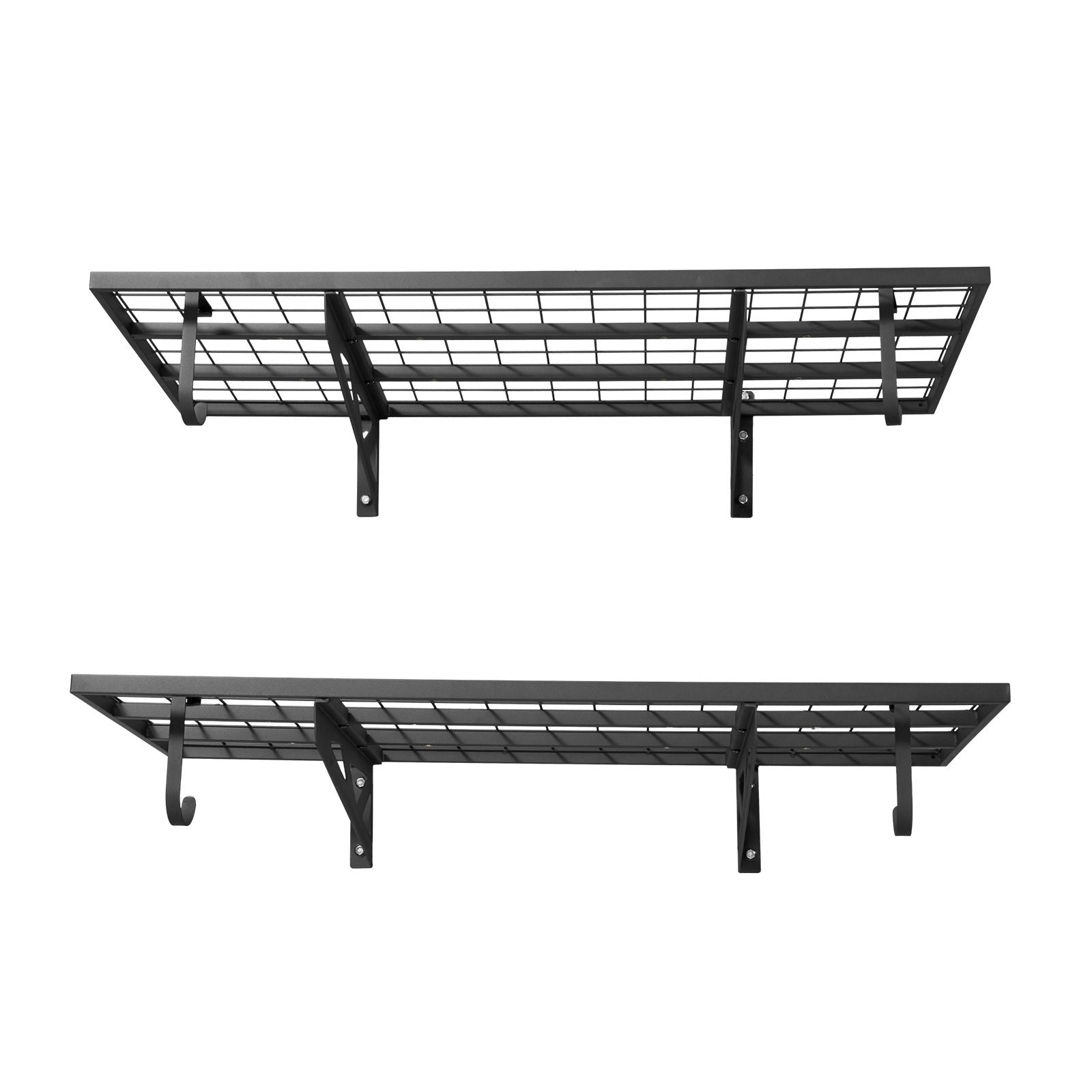 2-Tier practical Wall Garage Shelving – Capacity, Steel Rack with Hooks