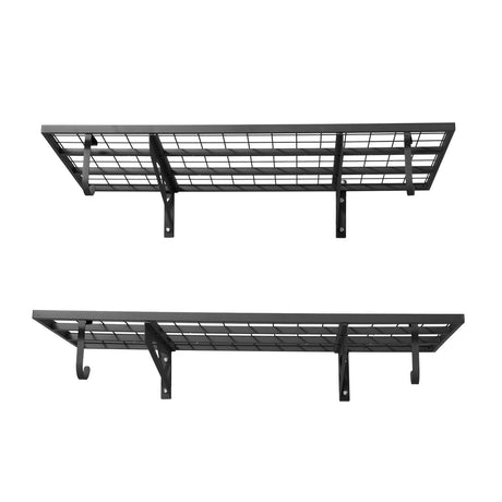 2-Tier practical Wall Garage Shelving – Capacity, Steel Rack with Hooks