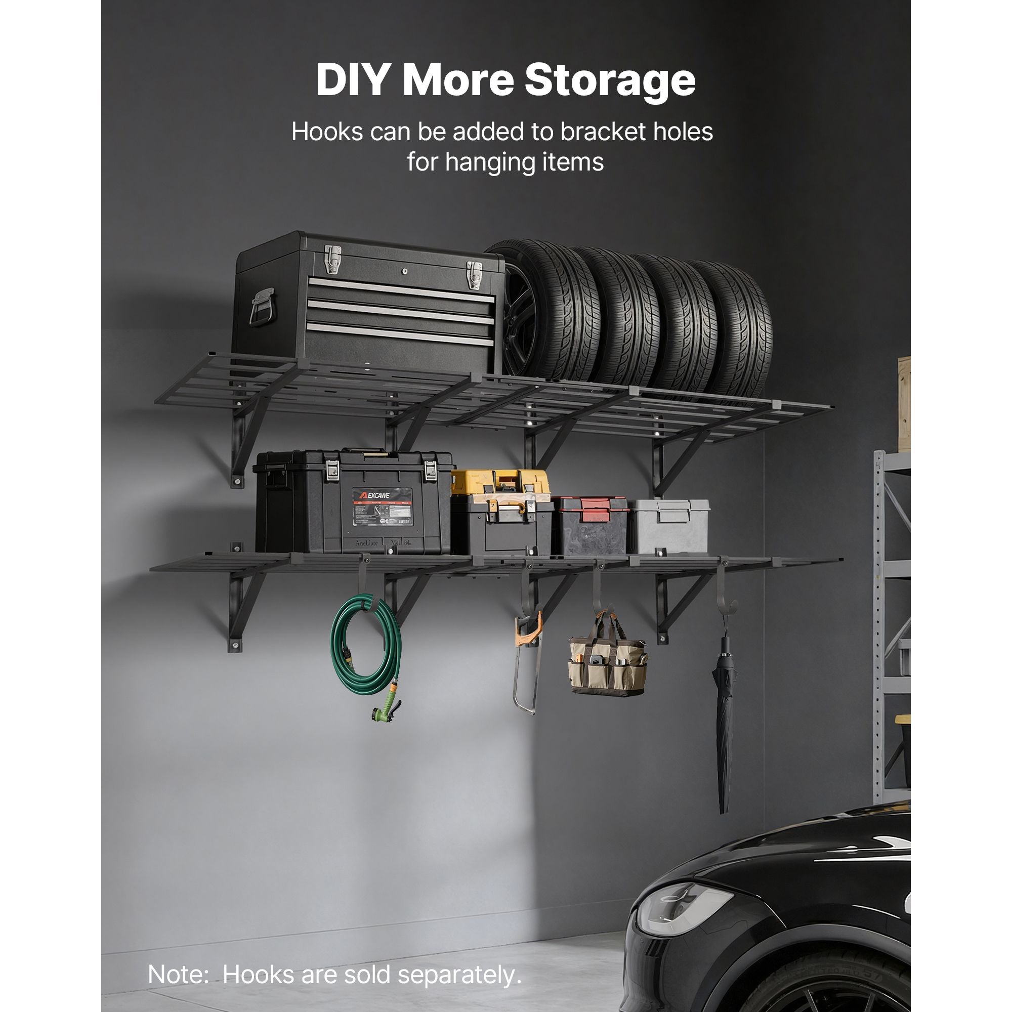 2-Tier practical Wall Garage Shelving with Capacity