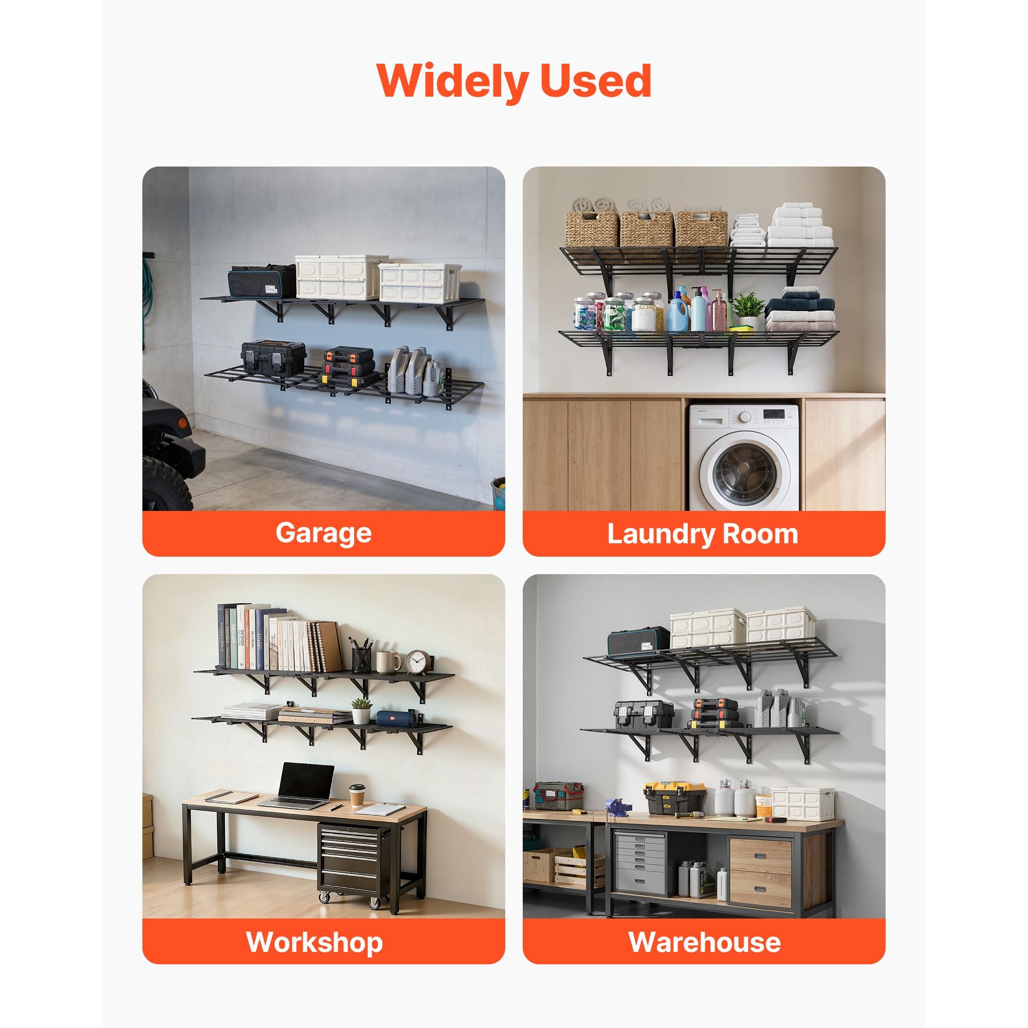 2-Tier practical Wall Garage Shelving with Capacity