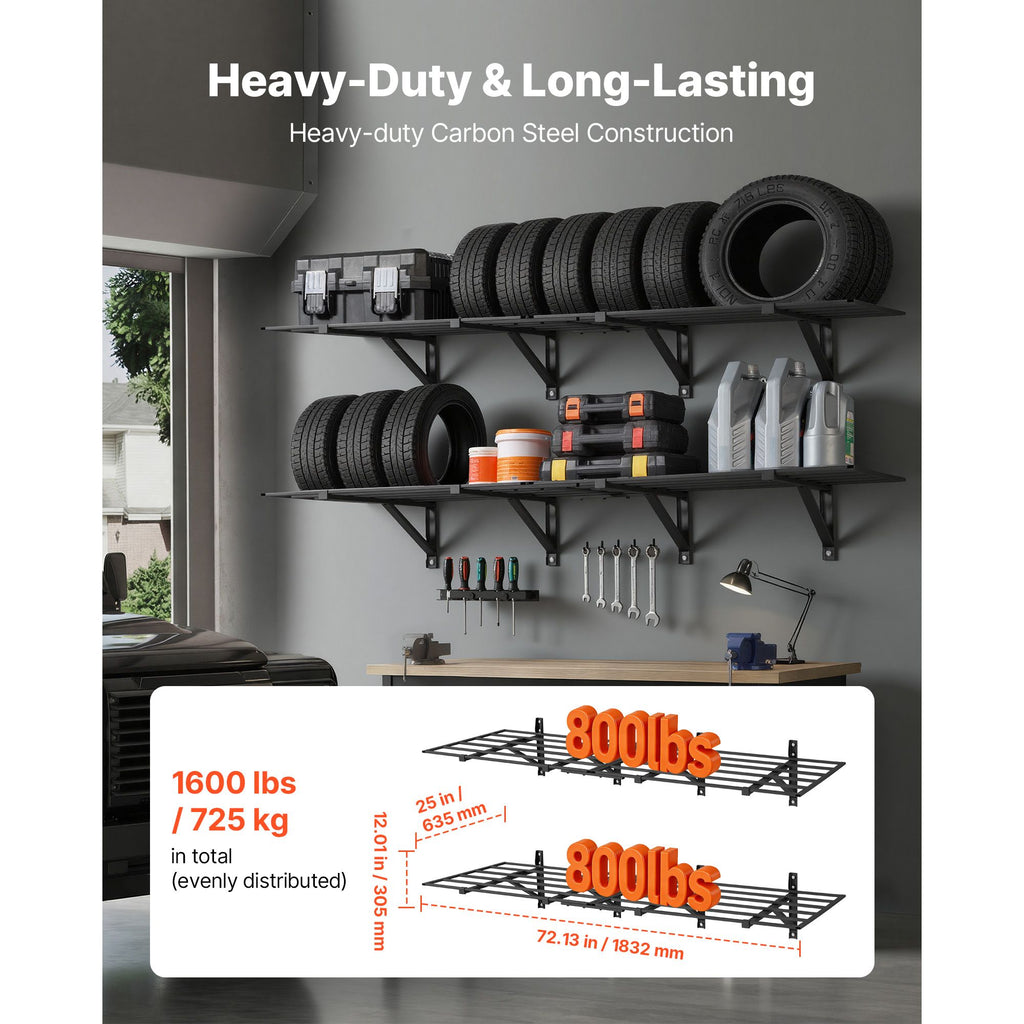 2-Tier practical Wall Garage Shelving with Capacity