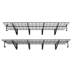 Wall Mounted Garage Shelving with Hooks – 2-Tier Storage Rack