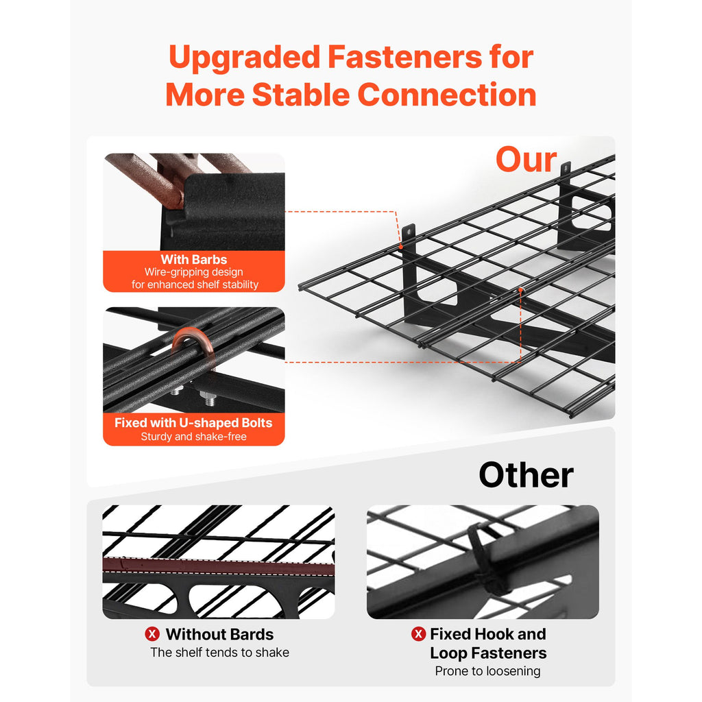 Wall Mounted Garage Shelving with Hooks – 2-Tier Storage Rack