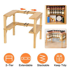 Expandable Two-Tier Stackable Spice Rack Organizer
