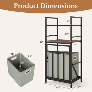 2-Tier Laundry Hamper with Tilt-Out Basket – Rustic Metal & Wood Organizer