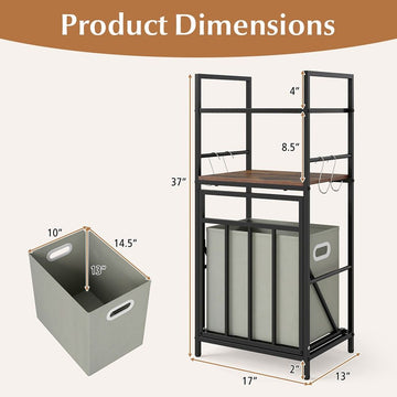 2-Tier Laundry Hamper with Tilt-Out Basket – Rustic Metal & Wood Organizer