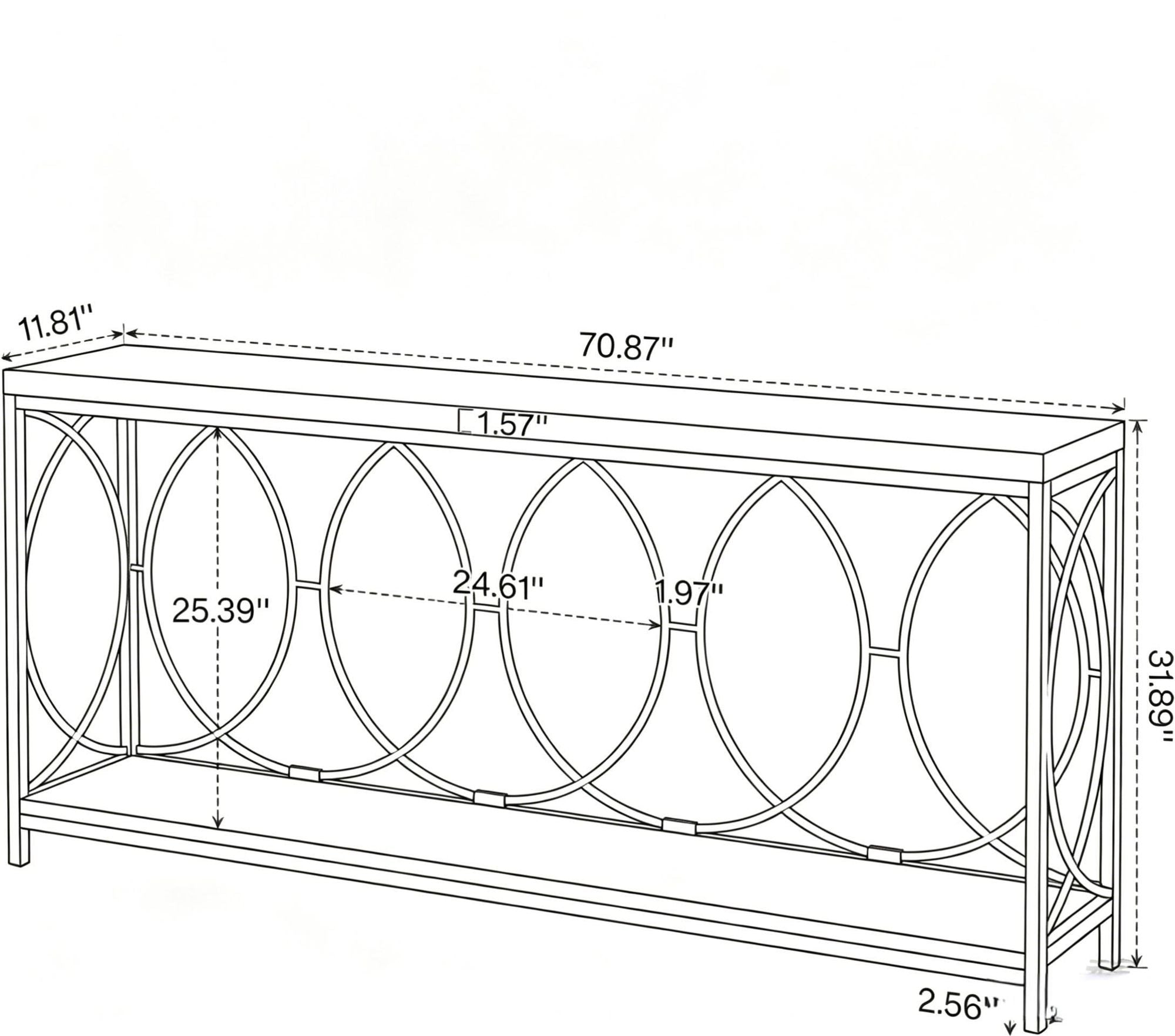 Long Two-Tier Industrial Console Table
