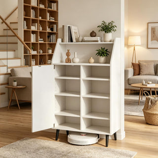Flexible Shoe Cabinet with Open and Concealed Storage