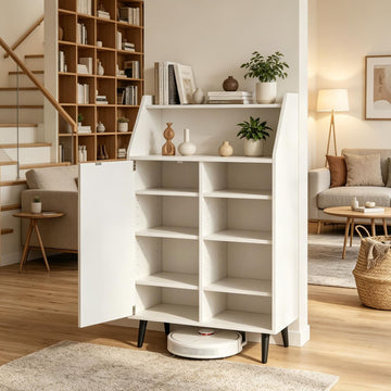Flexible Shoe Cabinet with Open and Concealed Storage