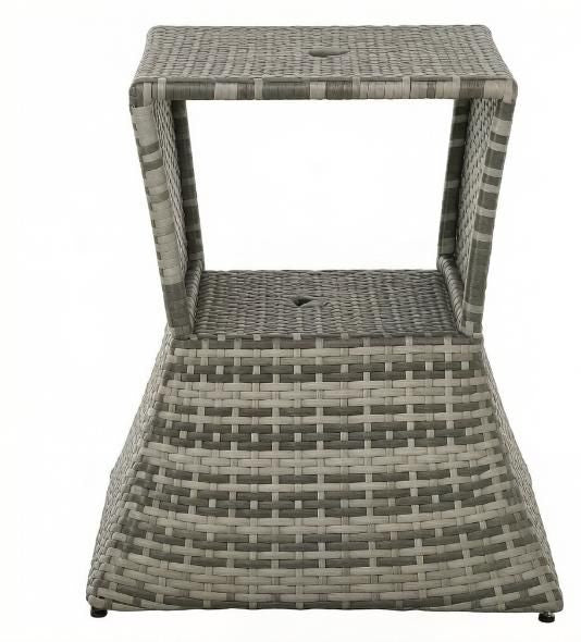 Two-Tier Outdoor Side Table with Umbrella Opening