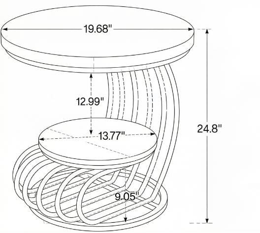 Round Two-Tier Side Table with Marble-Look Top