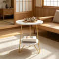 Two-Tier Marble-Look End Table with Gold-Tone Legs