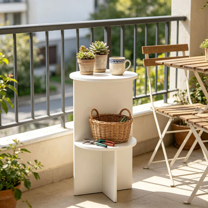 Modern Two-Tier Round Side Table with Shelf