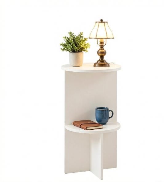 Modern Two-Tier Round Side Table with Shelf