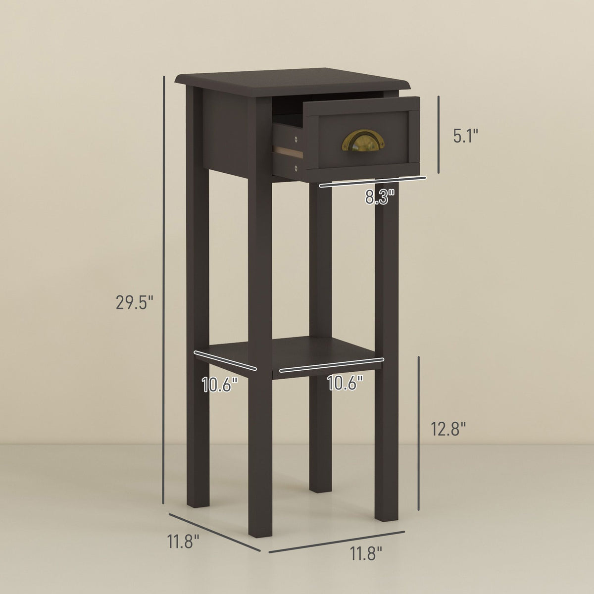 2-Tier Side Table with Drawer Shelf, End Table for Living Room Hallway, Coffee