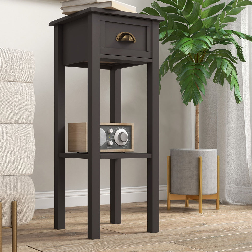 2-Tier Side Table with Drawer Shelf, End Table for Living Room Hallway, Coffee