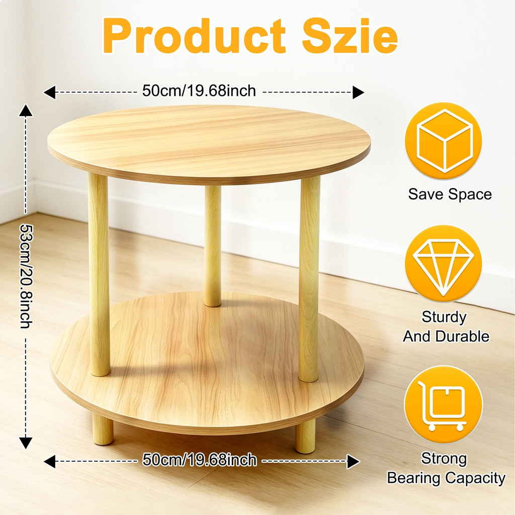 2-Tier Round End Table for Small Spaces – Dual Layer Storage