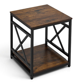 Two-Tier Side Table with Geometric X-Frame