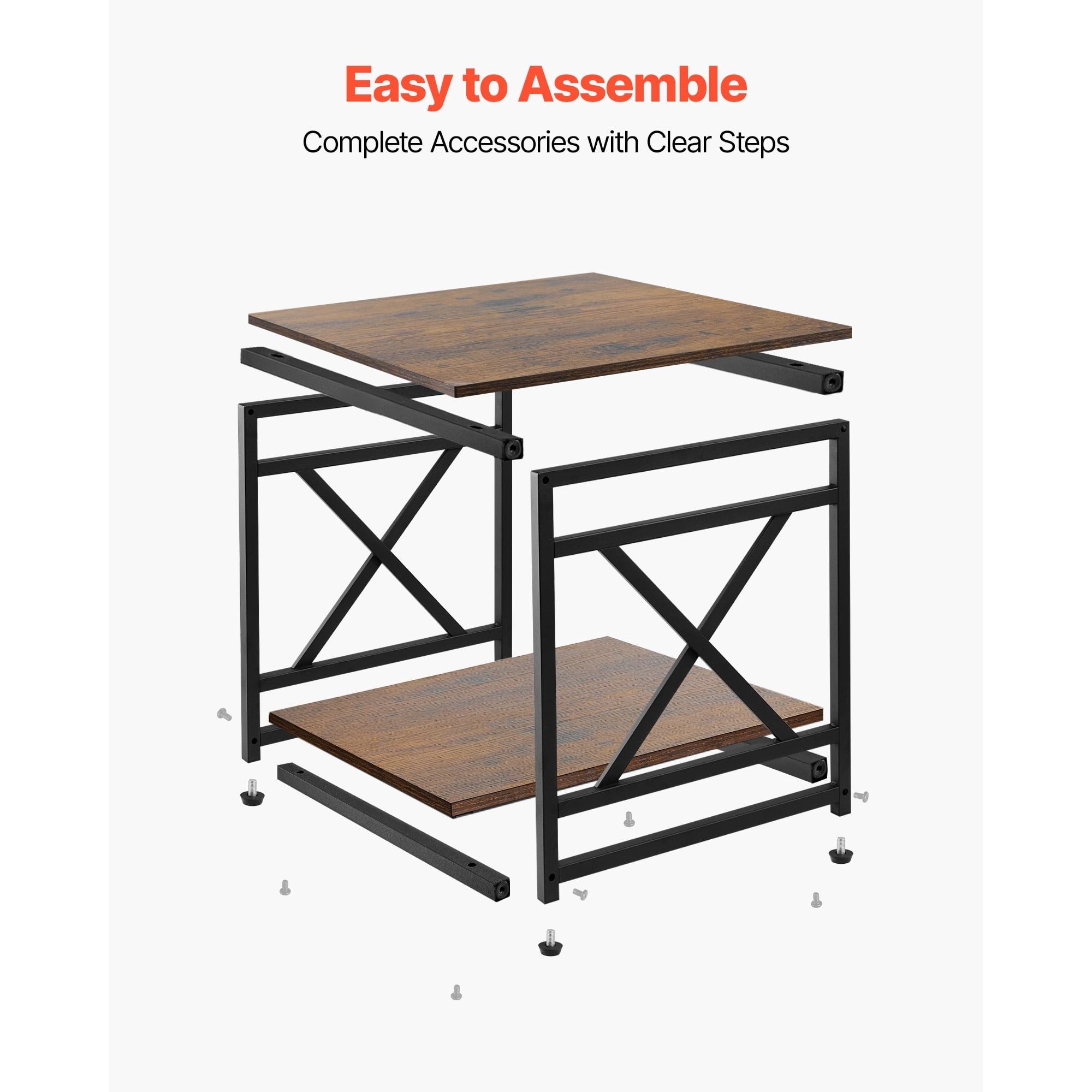 Two-Tier Side Table with Geometric X-Frame