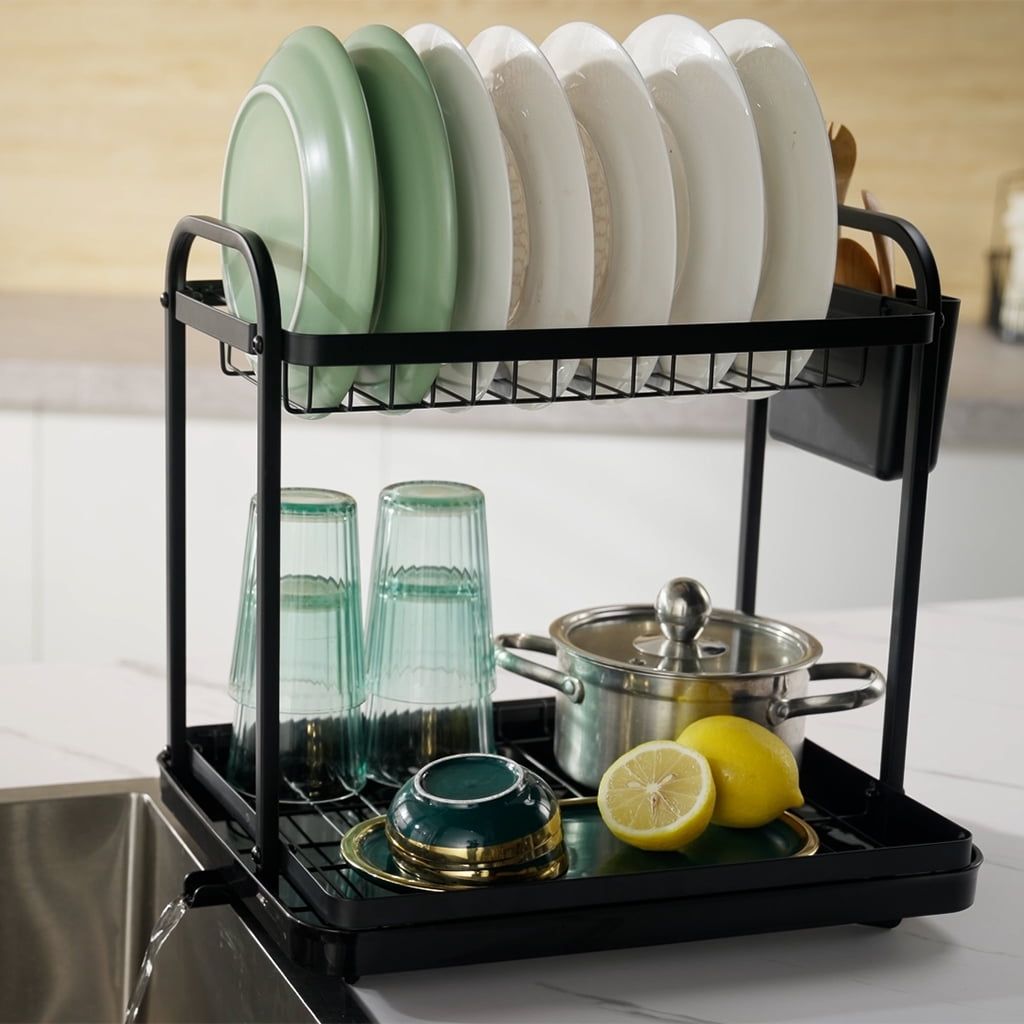 2-Tier Dish Rack for Kitchen Counter Organization