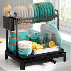2-Tier Dish Rack for Kitchen Counter Organization