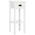 2-Tier Tall Side Table with Drawer, Narrow End Table for Space Saving, Slim Nightstand