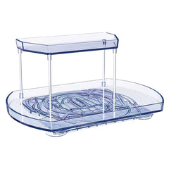 2 Tier Turntable Organizer Rectangular Refrigerator Spinner Storage Rack with 360°