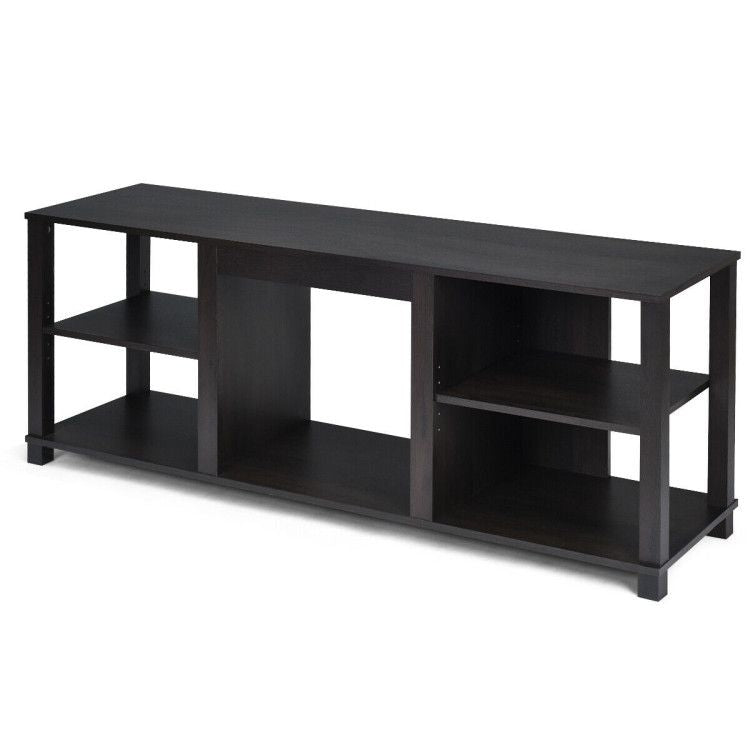 2-Tier TV Cabinet with Adjustable Shelves and Fireplace Opening