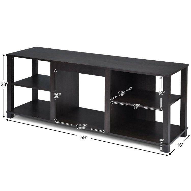 2-Tier TV Cabinet with Adjustable Shelves and Fireplace Opening
