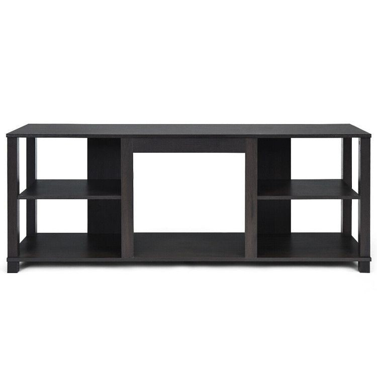 2-Tier TV Cabinet with Adjustable Shelves and Fireplace Opening