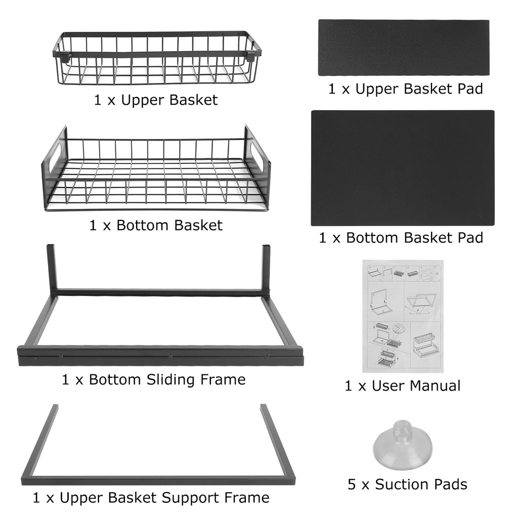 2 Tier Under Sink Organizer with Sliding Drawer for Kitchen and Bathroom