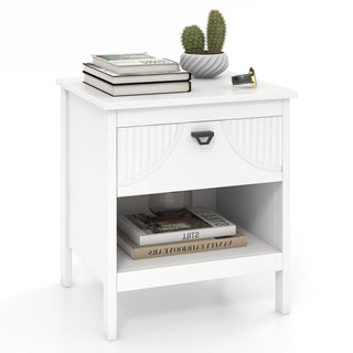 Modern Nightstand with Drawer and Open Shelf