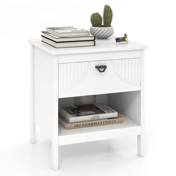 Modern Nightstand with Drawer and Open Shelf