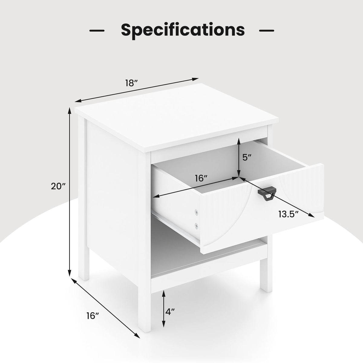 Modern Nightstand with Drawer and Open Shelf