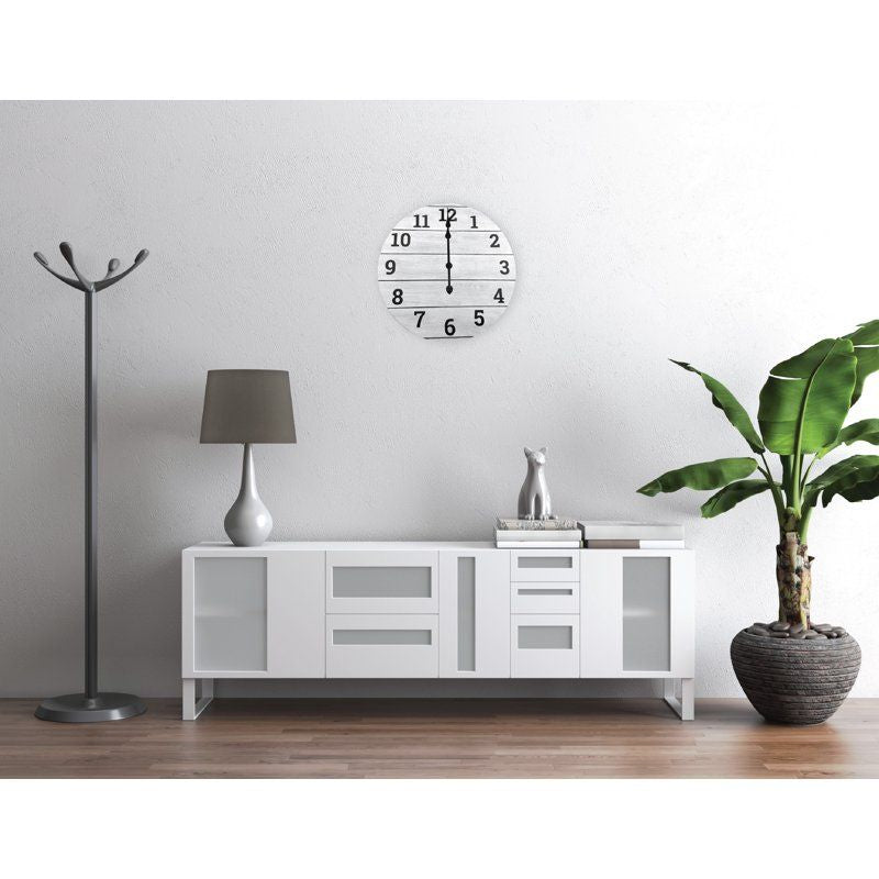 Whitewashed Plank Farmhouse Analog Wall Clock