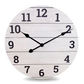 Whitewashed Plank Farmhouse Analog Wall Clock