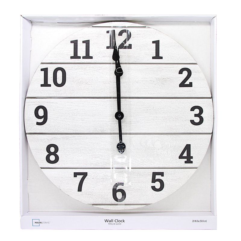 Whitewashed Plank Farmhouse Analog Wall Clock