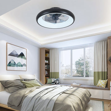 Black Smart LED Ceiling Fan Light – App & Remote Control
