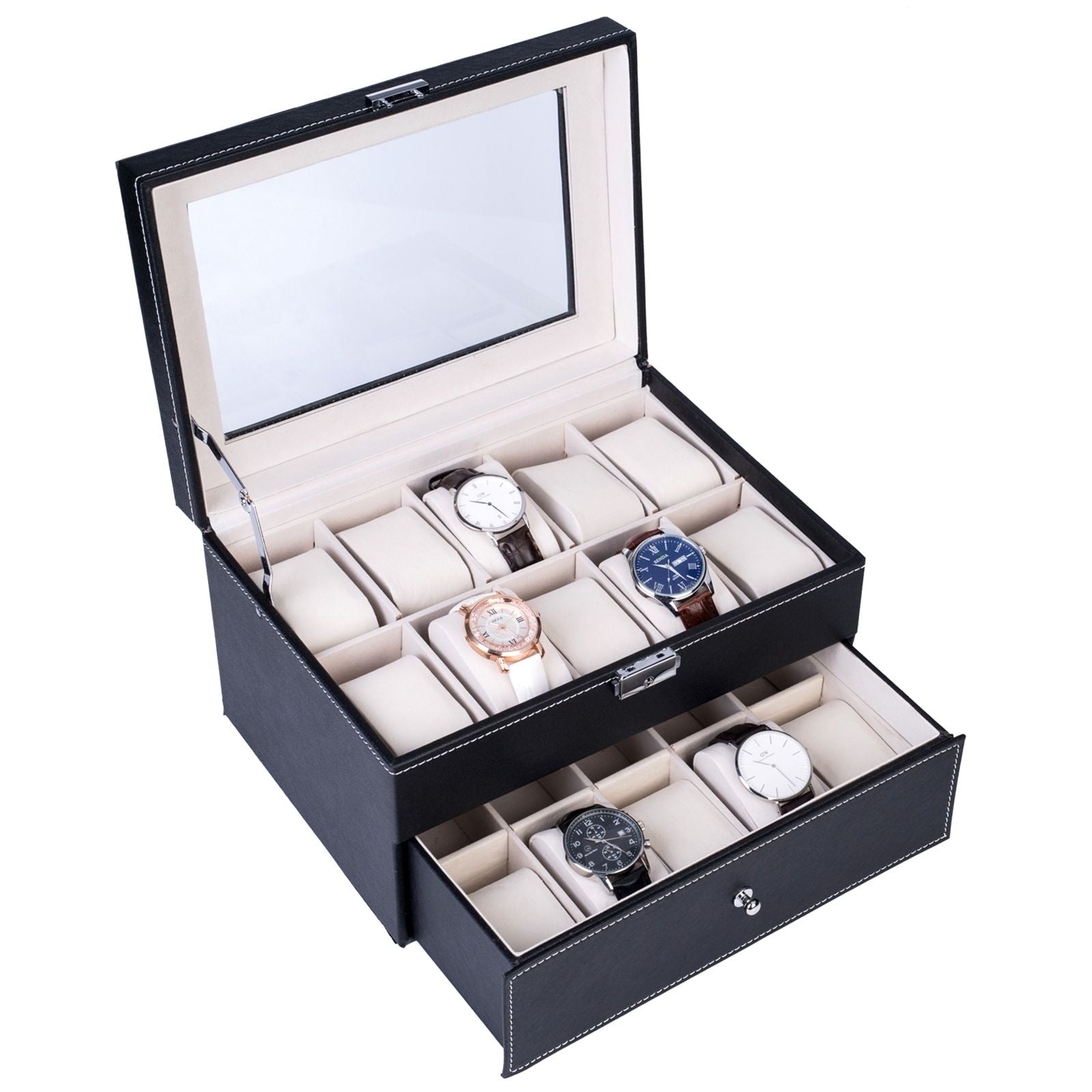 Elegant Watch Storage Box with Organized Compartments