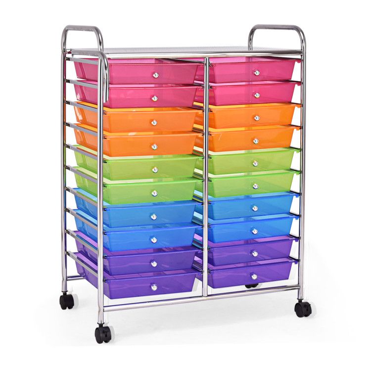 20-Drawer Rolling Storage Cart with Transparent Drawers