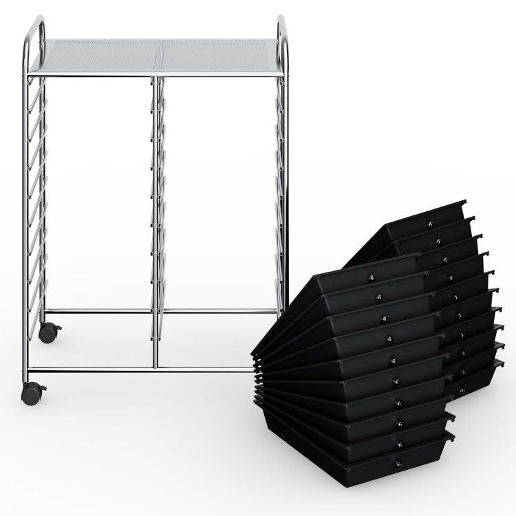 20-Drawer Rolling Storage Cart with Transparent Drawers